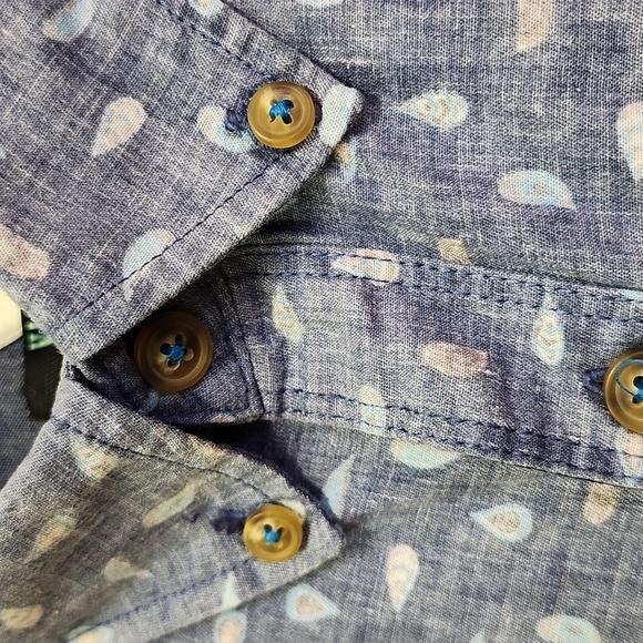 VISSLA Men's Blue Patterned Cotton Button-down Collared Shirt Casual XL - Picture 2 of 10
